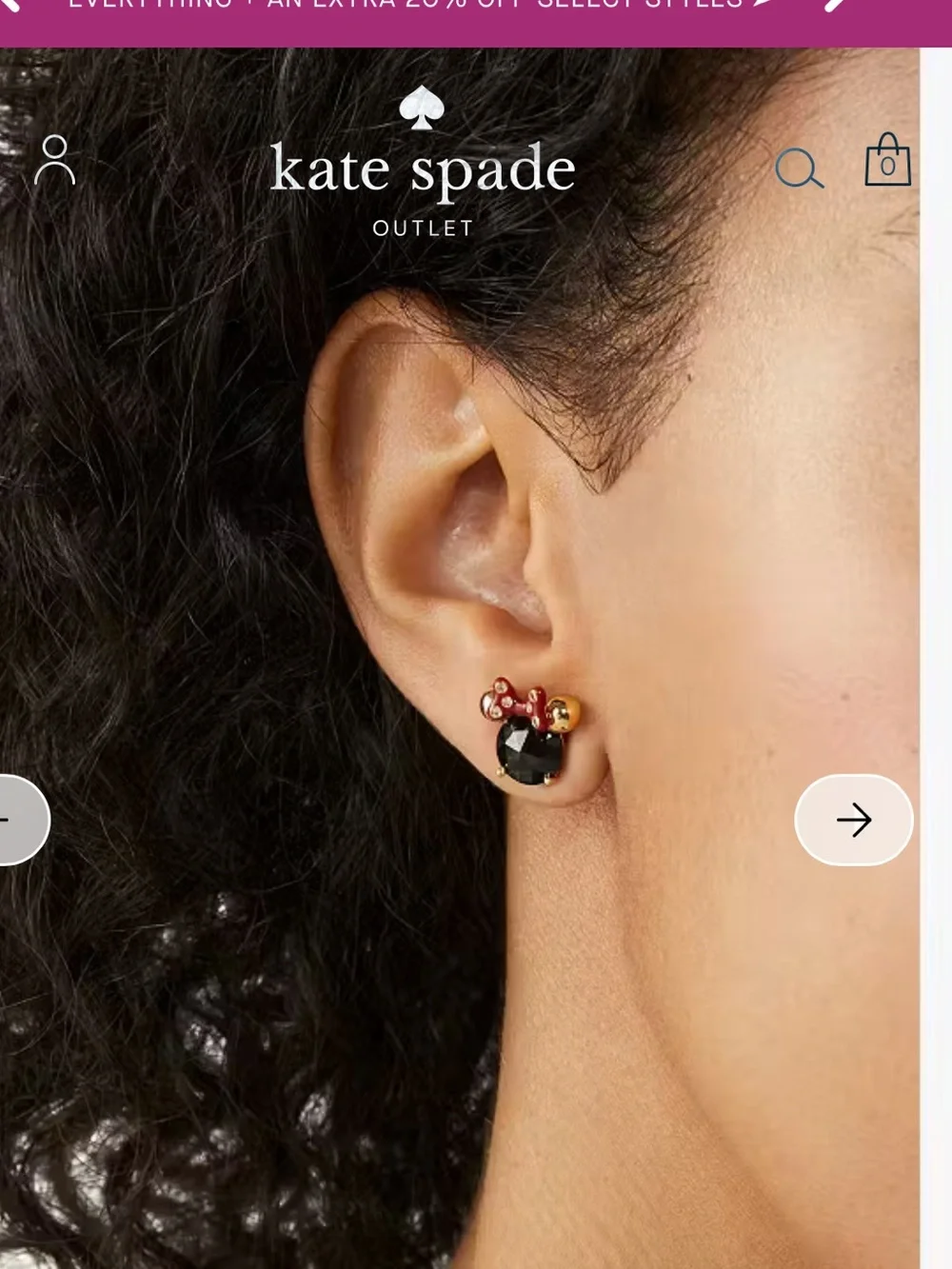Kate Spade Minnie Mouse stud earrings